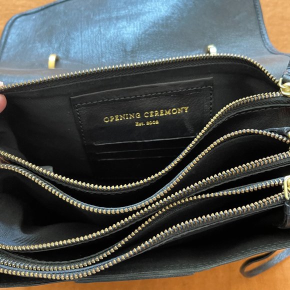 Opening Ceremony 3 Zipper Leather Satchel Purse - Picture 6 of 13